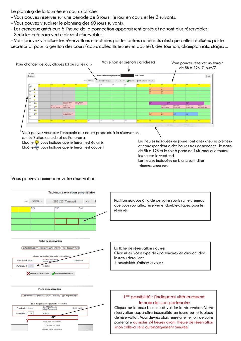 Guide de réservation - étape