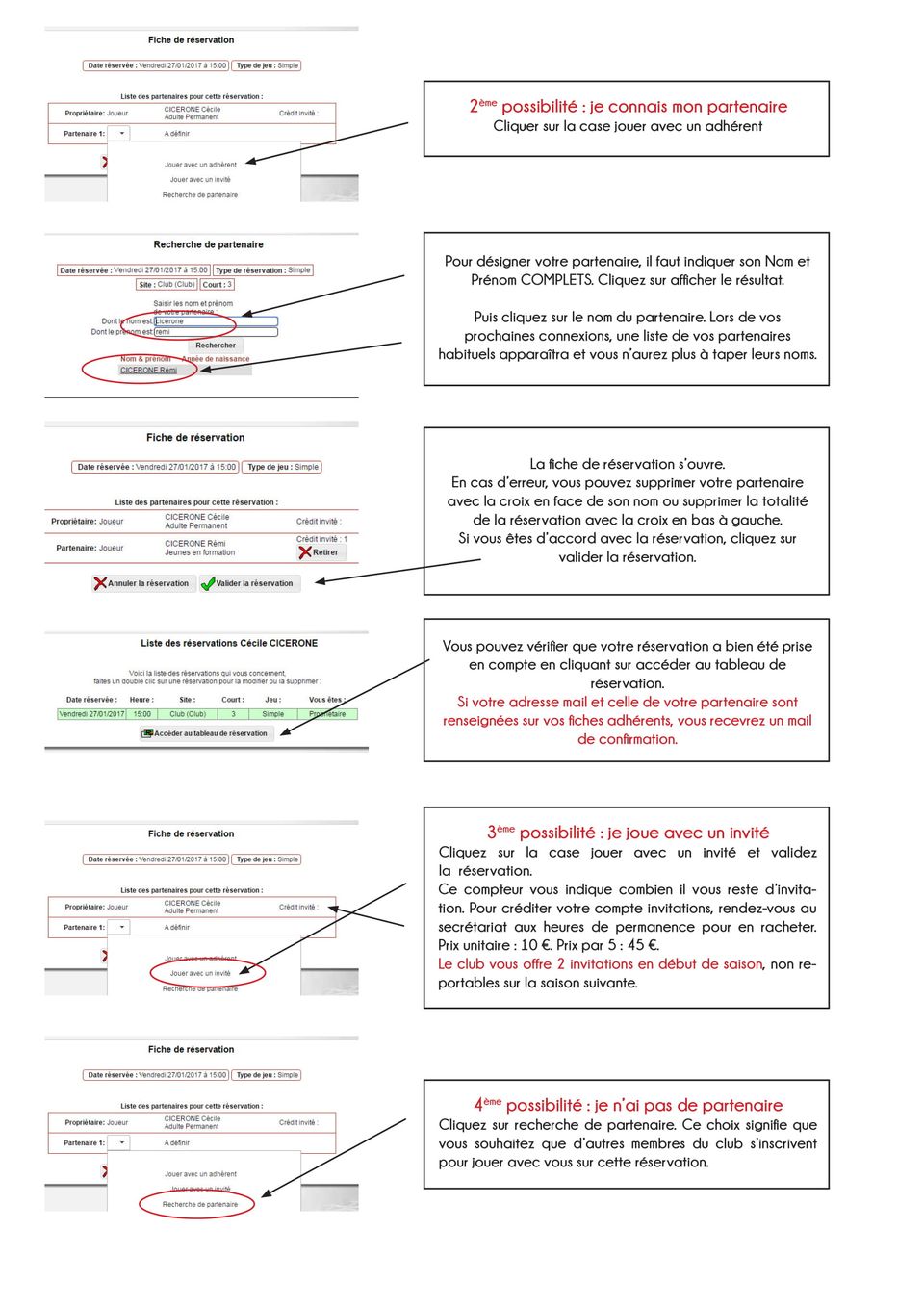 Guide de réservation - étape