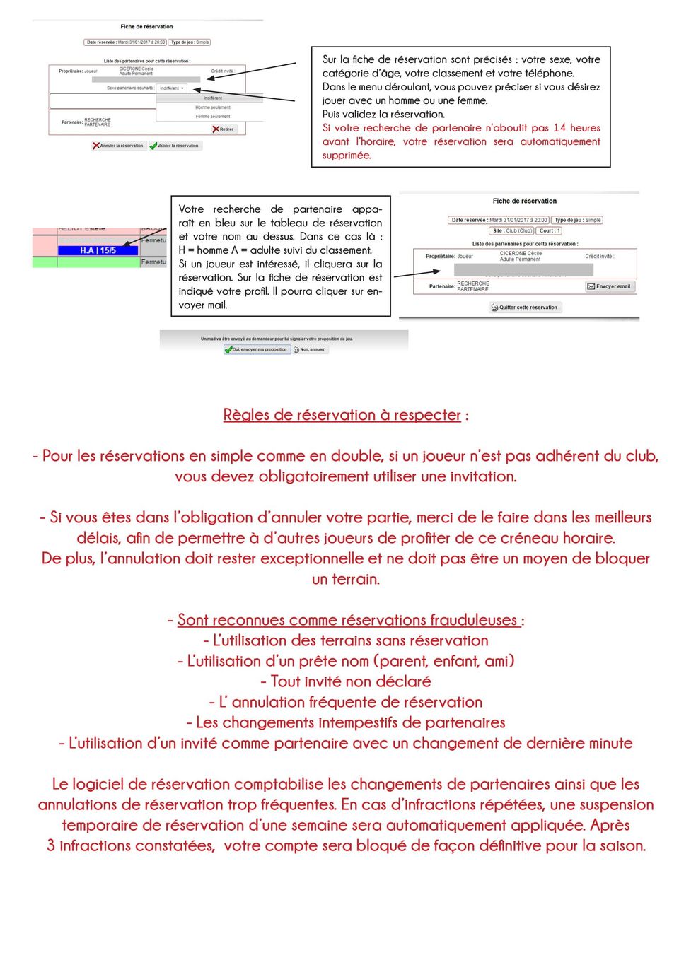 Guide de réservation - étape